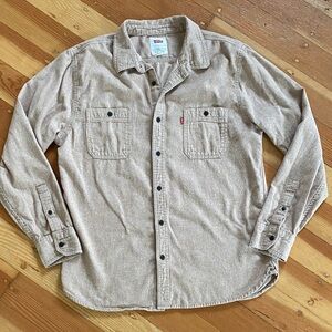 Levi's Tan Flannel Long Sleeve‎ Button-Up Shirt Large